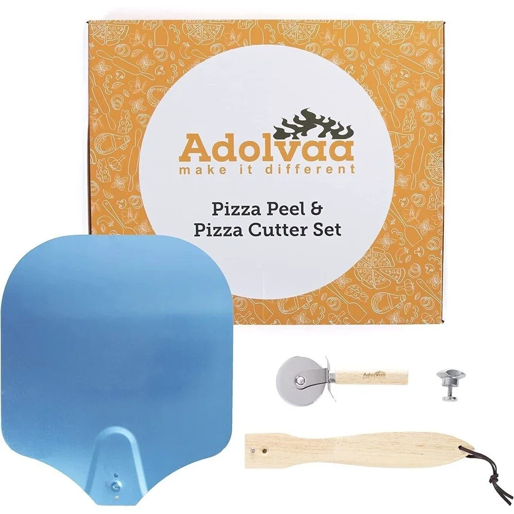 Pizza Peel and Pizza Cutter Set - Oven Spatula for Turning & Precision Cutting